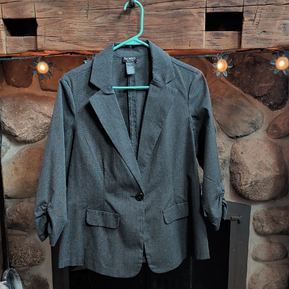 Soho Charcoal Blazer with Subtle Pattern